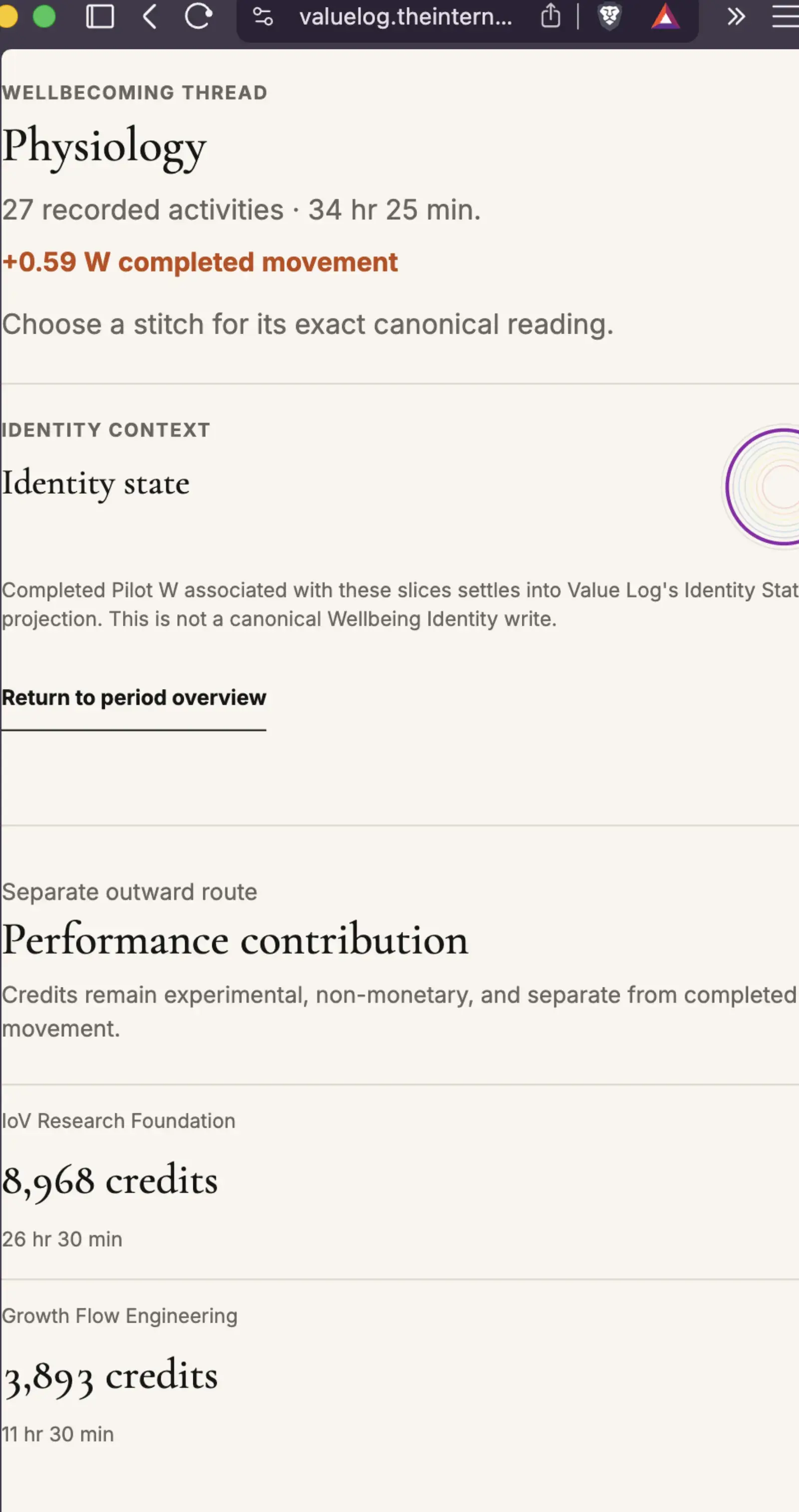 Value Log Becoming Weave mobile selected-node and identity-context reading.
